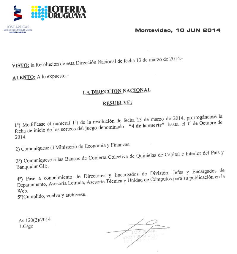 Modificación fecha de inicio del juego 4 de la Suerte 